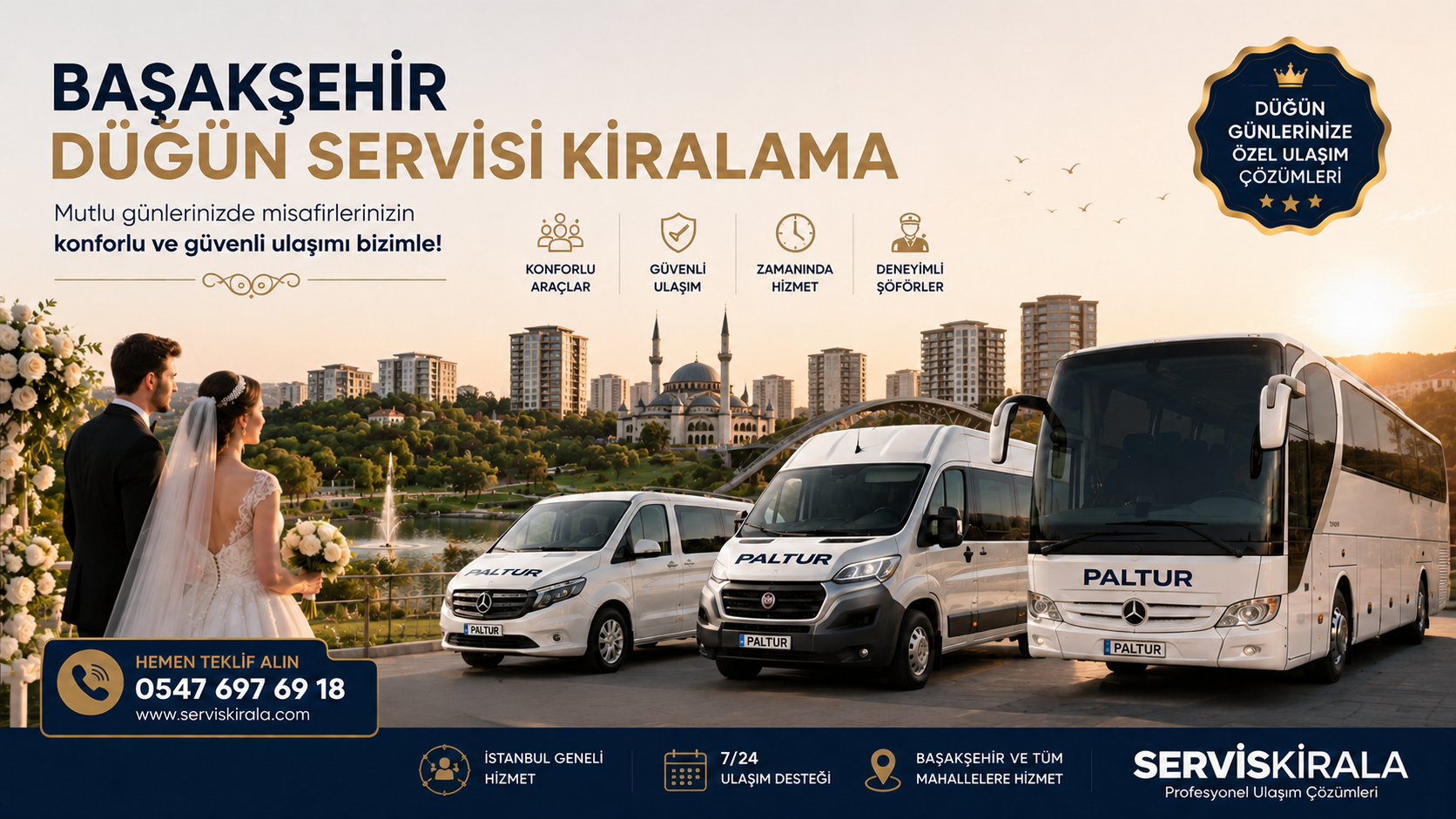 Başakşehir Düğün Servisi Kiralama için servis taşımacılığı kapak görseli
