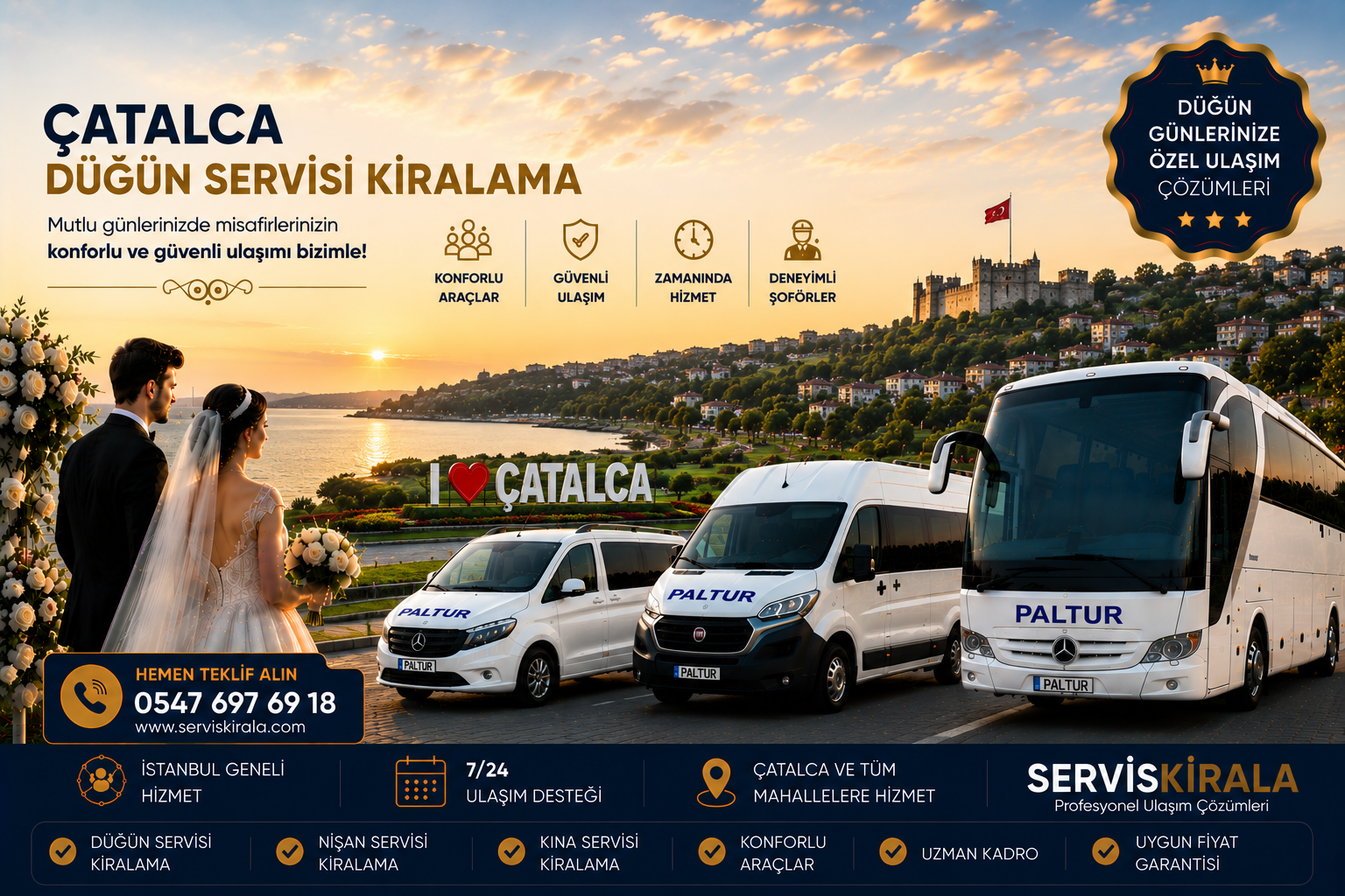 Çatalca Düğün Servisi Kiralama için servis taşımacılığı kapak görseli