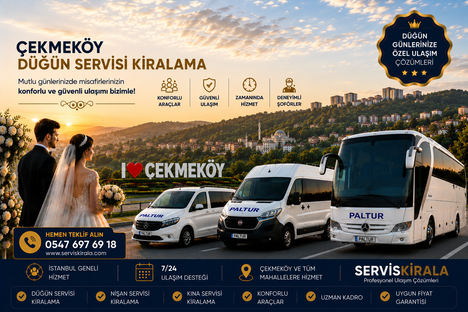 Çekmeköy Düğün Servisi Kiralama için servis taşımacılığı kapak görseli