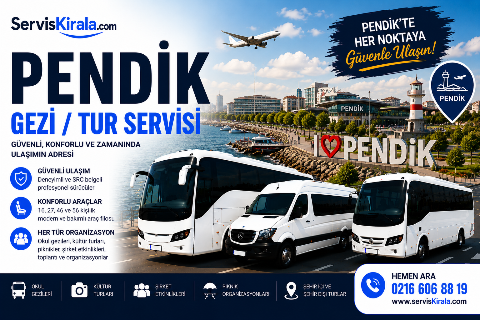 Pendik gezi tur servisi kiralama hizmeti için modern otobüs ve minibüs ile güvenli grup taşımacılığı