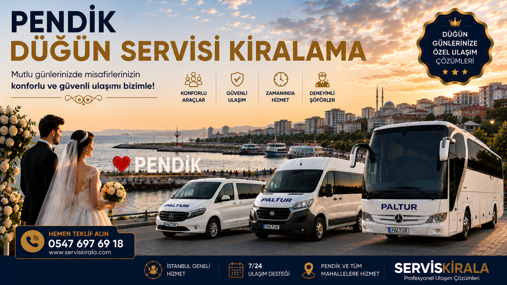 Pendik Düğün Servisi Kiralama için servis taşımacılığı kapak görseli