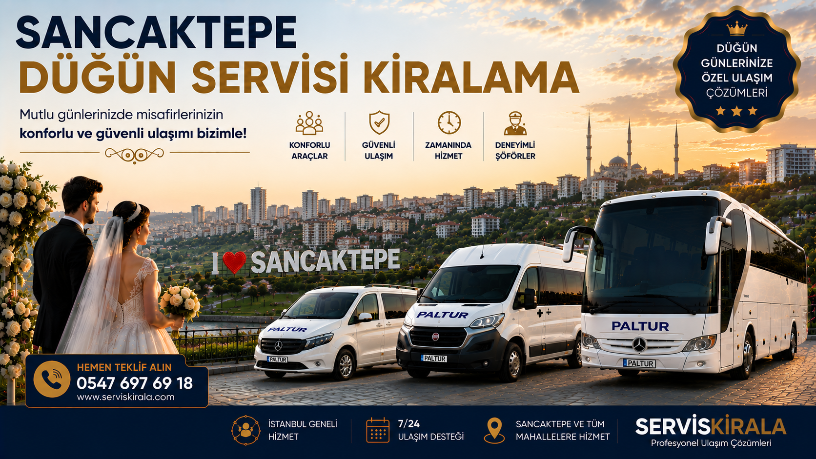 Sancaktepe Düğün Servisi Kiralama için servis taşımacılığı kapak görseli