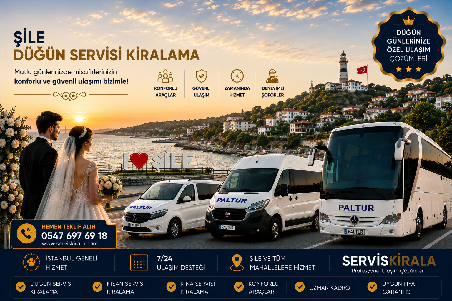 Şile Düğün Servisi Kiralama için servis taşımacılığı kapak görseli