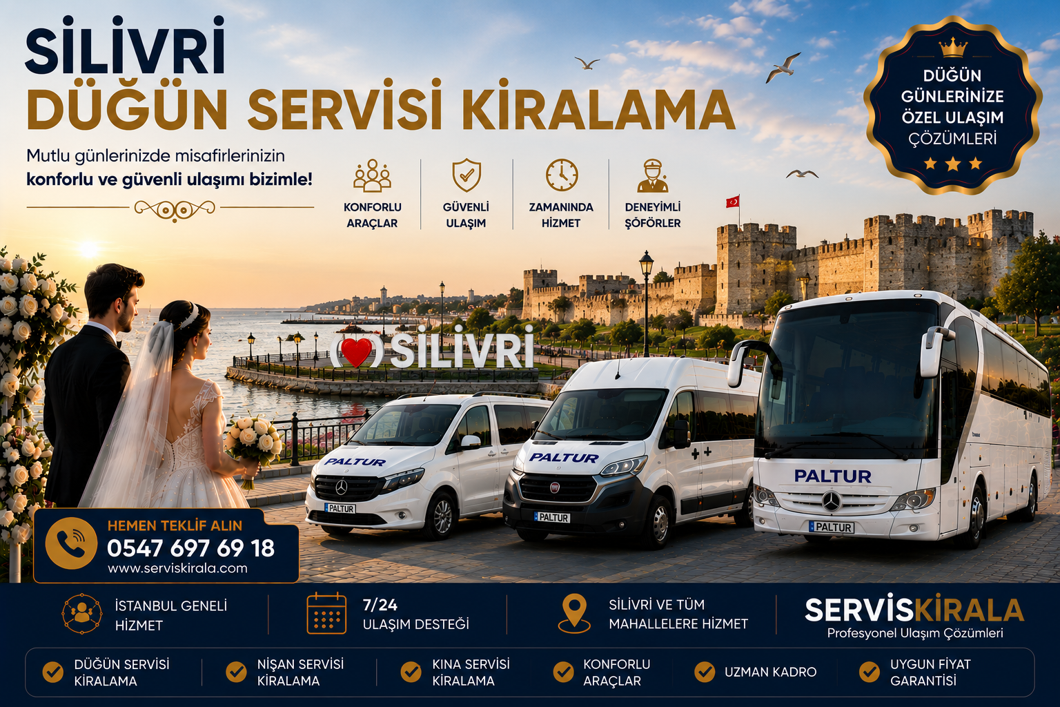 Silivri Düğün Servisi Kiralama için servis taşımacılığı kapak görseli