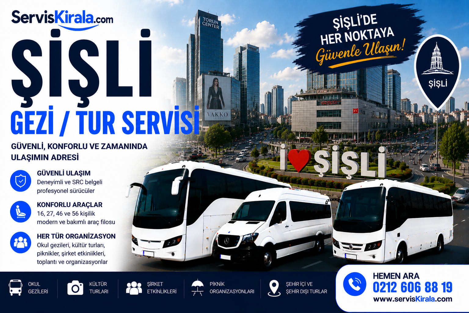 Şişli gezi tur servisi kiralama hizmeti için modern otobüs ve VIP minibüs ile güvenli grup taşımacılığı