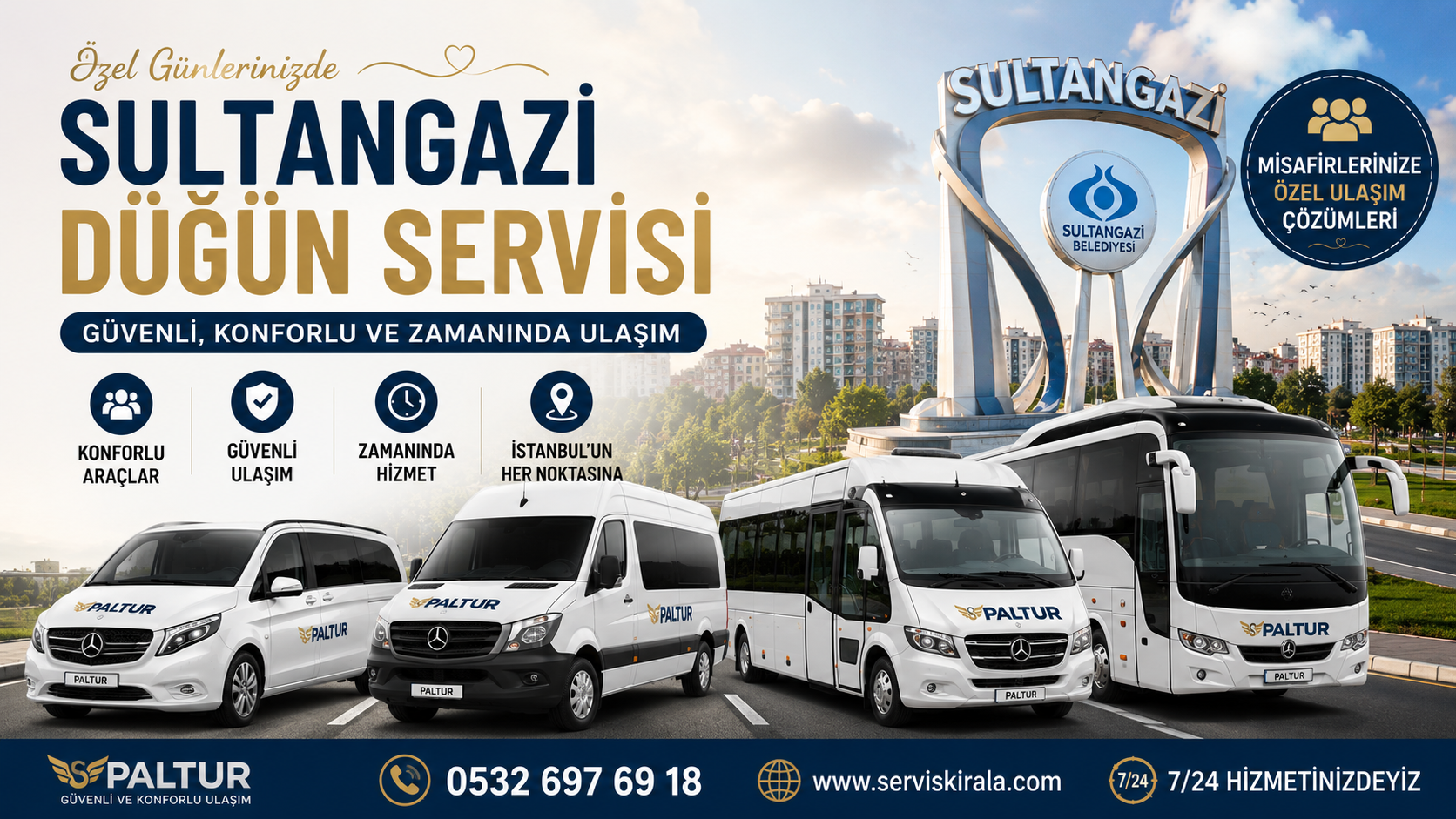 Sultangazi düğün servisi kiralama hizmetiyle minibüs, midibüs ve otobüs seçenekleriyle misafirlerinize güvenli ve konforlu ulaşım sağlayın.